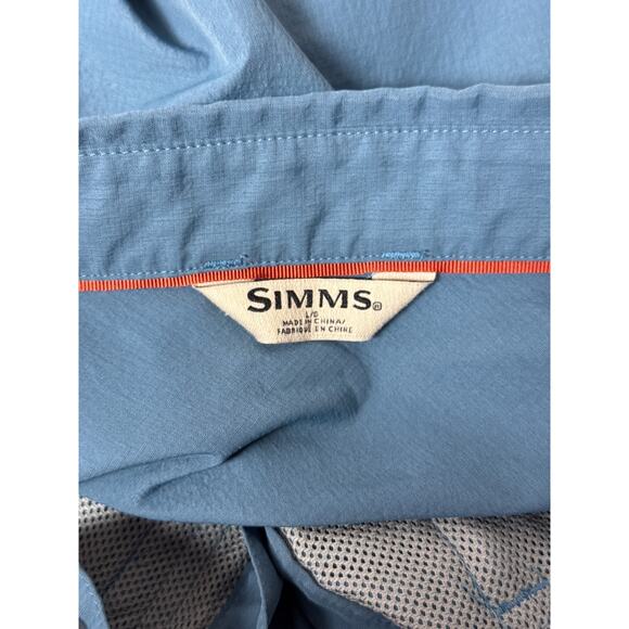 Simms Guide Fishing Shirt Large Mens Neptune Blue Long Sleeve Button - Picture 7 of 8